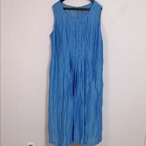 Ulla Popken Sky Blue Textured Linen Blend Maxi Dress Size 20